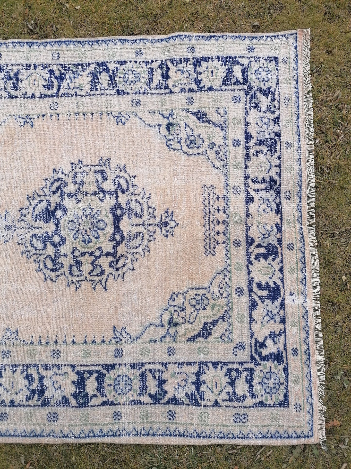 4.6 x 13 distressed antique oushak turkish runner, vintage runner turkish runner rug
