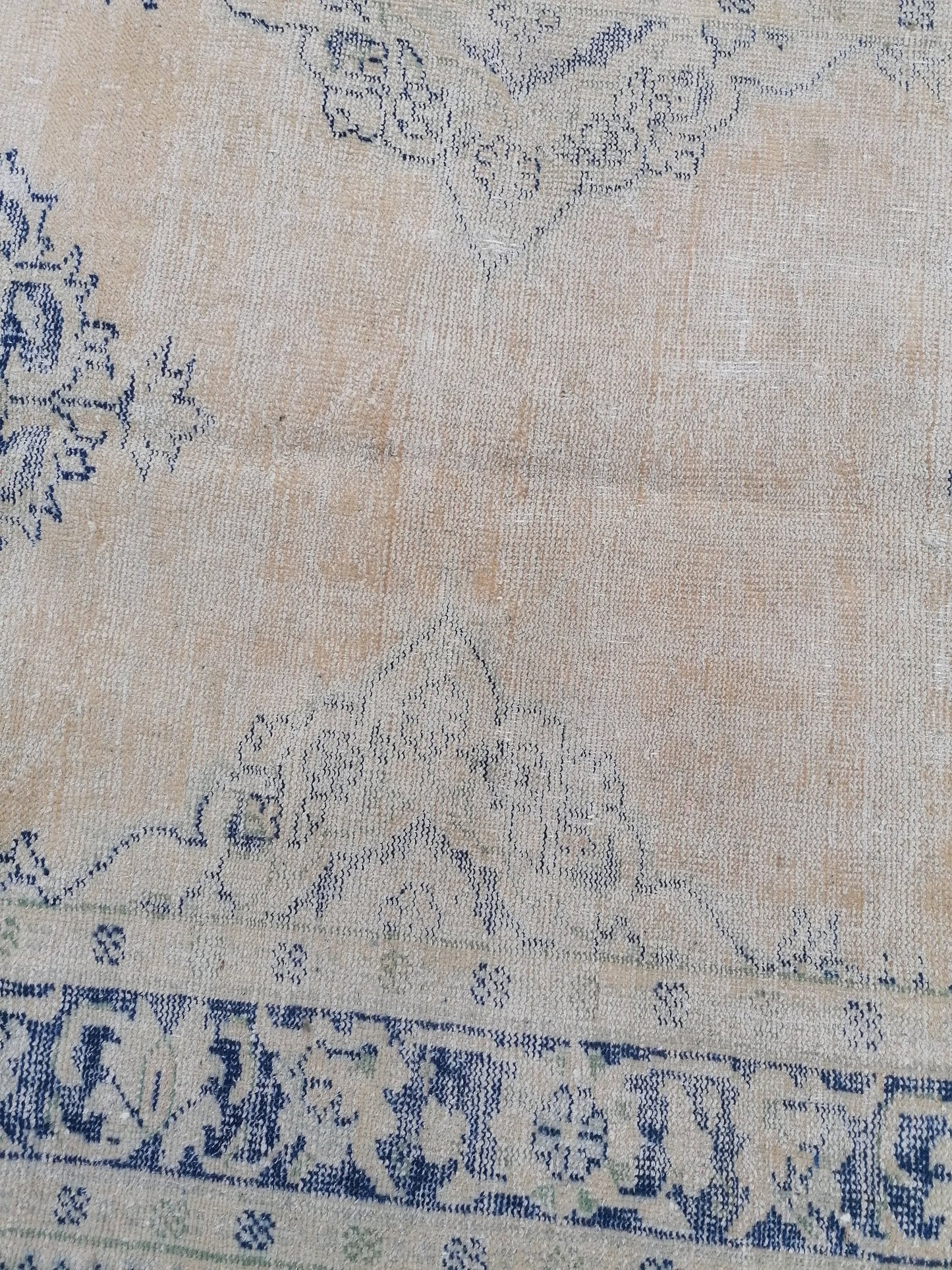 4.6 x 13 distressed antique oushak turkish runner, vintage runner turkish runner rug