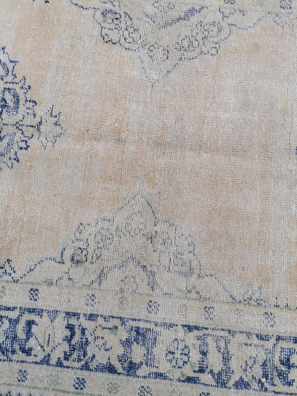 4.6 x 13 distressed antique oushak turkish runner, vintage runner turkish runner rug