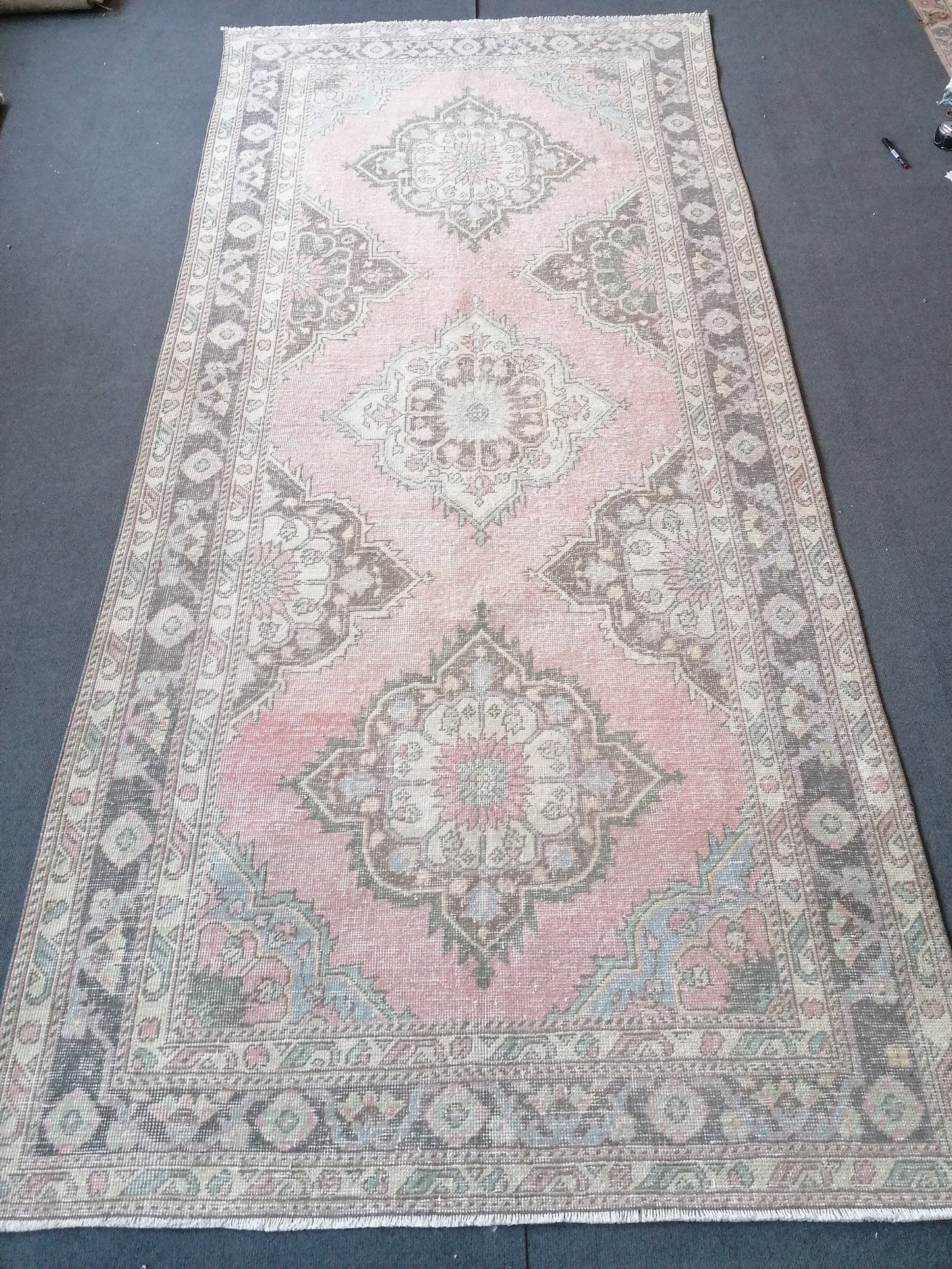 4.10 x 10.8 pastel runner rug, hallway runner,hand made rug,wool runner rug,vintage runner, turkish runner
