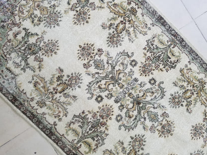 4 x 7 Turkish oushak rug, earth tone rug, pastel color rug, ethnic motif rug traditional turkish rug