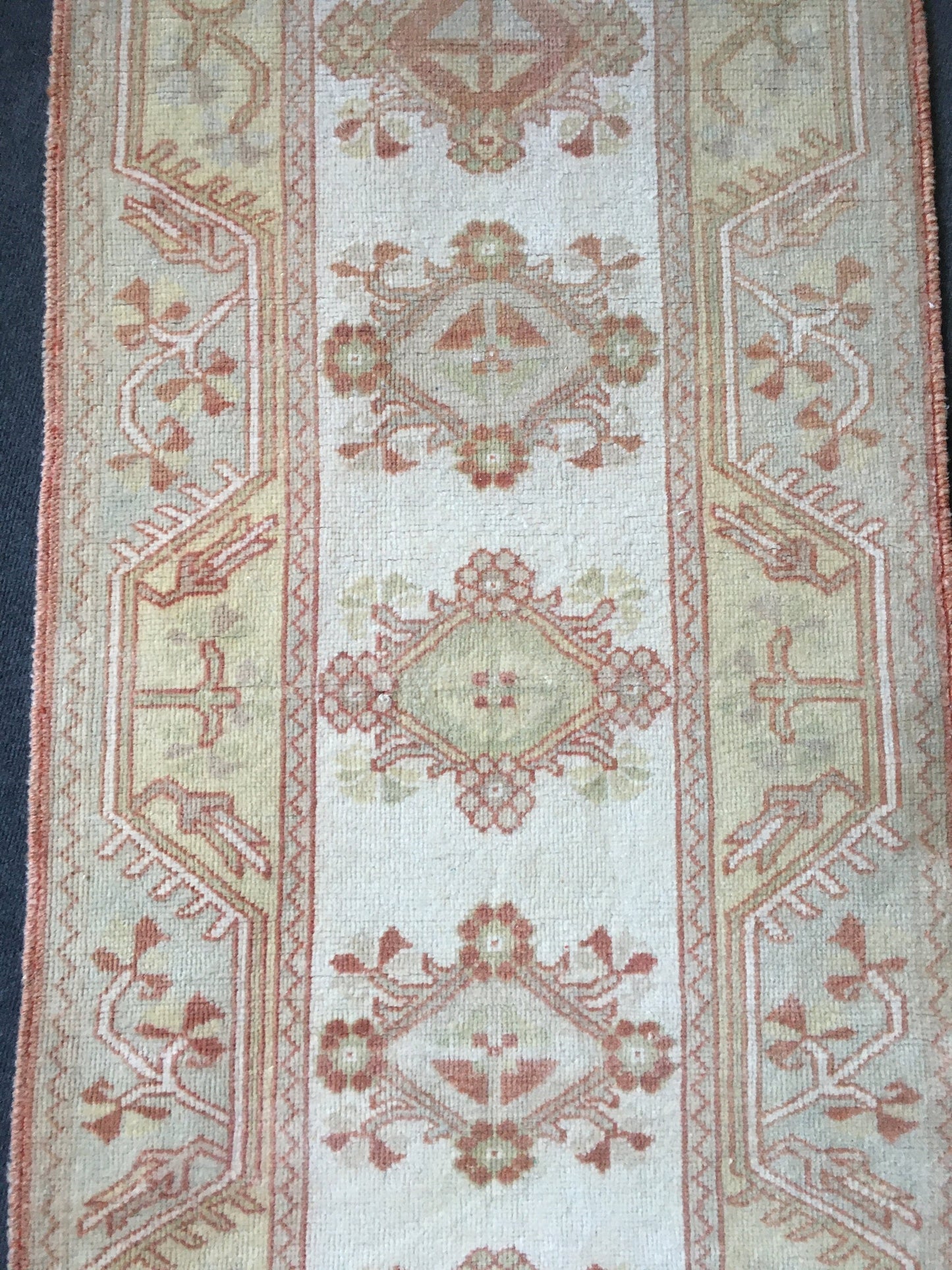 2.4 x 9 vintage brown entryway runner, handmade floor runner rug, Oushak room area runner