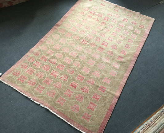 4x7 feet handmade muted color hallway floor large rug, wide turkish vintage kitchen area rug, floral brown bedroom rug, medium pink wool rug