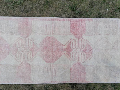 Muted vintage runner rug 2.8 x 11.7 Turkish runner rug