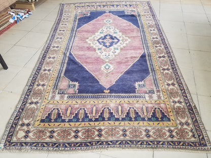 Oushak wool rug,turkish rug 4.9 x 8.5 vintage rug, unique hand made rug