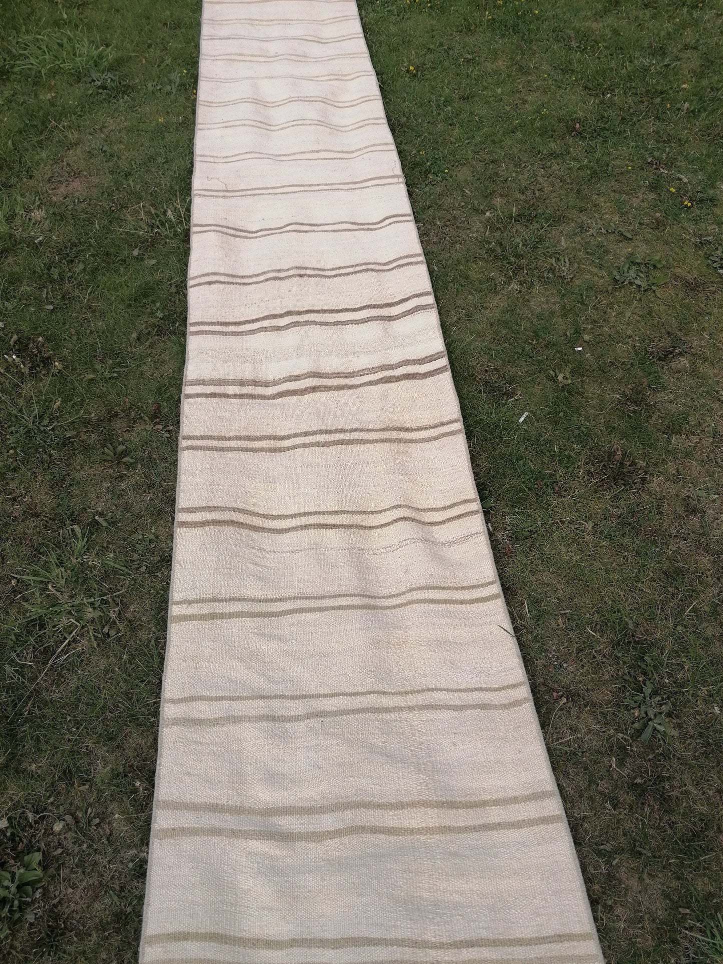 2.2 x 26 Neutral vintage runner rug , extra long flat woven kilim runner,  vintage handmade rug