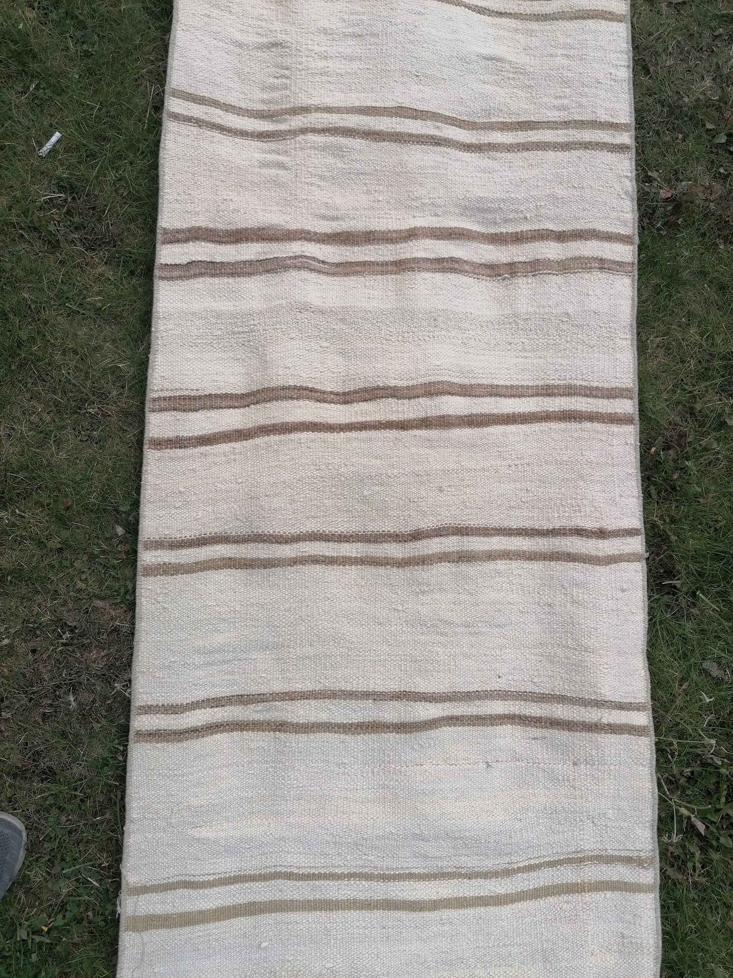 2.2 x 26 Neutral vintage runner rug , extra long flat woven kilim runner,  vintage handmade rug