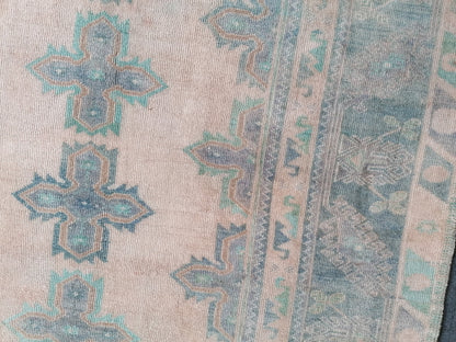 4.10 x 9 turkish runner rug, oushak vintage rug,vintage anatolian rug, handmade
