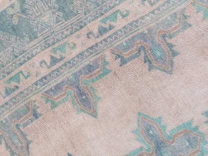 4.10 x 9 turkish runner rug, oushak vintage rug,vintage anatolian rug, handmade
