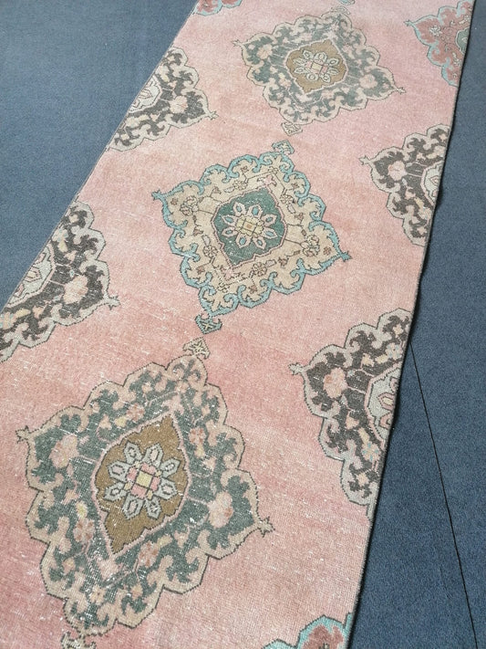 Runner rug 2.11 x 12.4 vintage wool runner, turkish runner rug