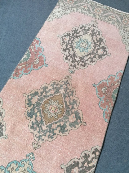 Runner rug 2.11 x 12.4 vintage wool runner, turkish runner rug
