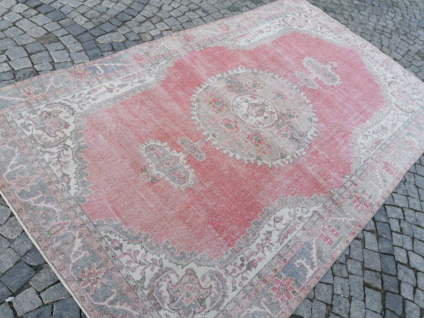 6.7 x 11 large oushak rug, living room rug, handmade wool rug, are rug