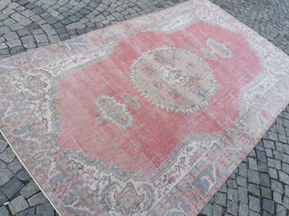 6.7 x 11 large oushak rug, living room rug, handmade wool rug, are rug