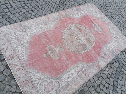 6.7 x 11 large oushak rug, living room rug, handmade wool rug, are rug