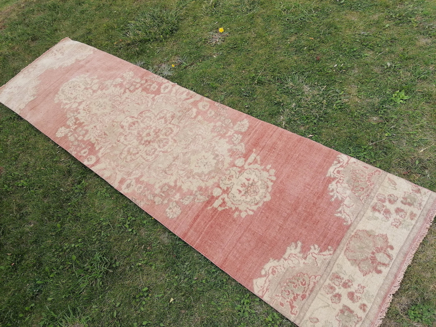 Turkish oushak runner rug 2.11 x 10 vintage runner rug, unique hand made wool runner rug,
