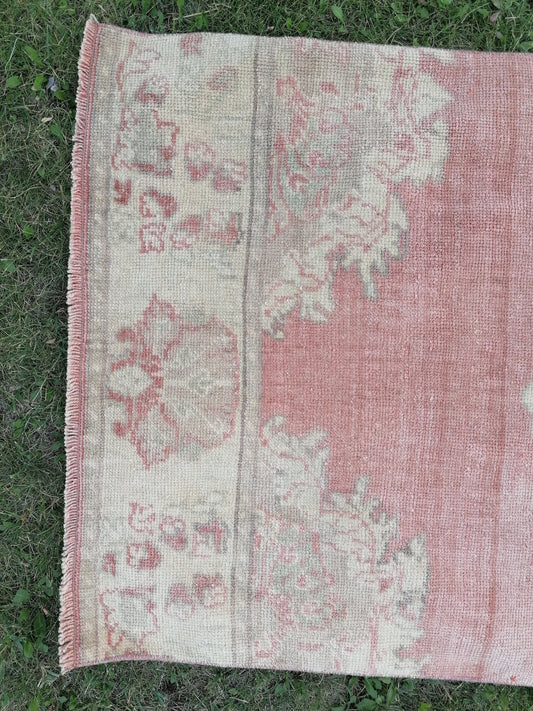 Turkish oushak runner rug 2.11 x 10 vintage runner rug, unique hand made wool runner rug,