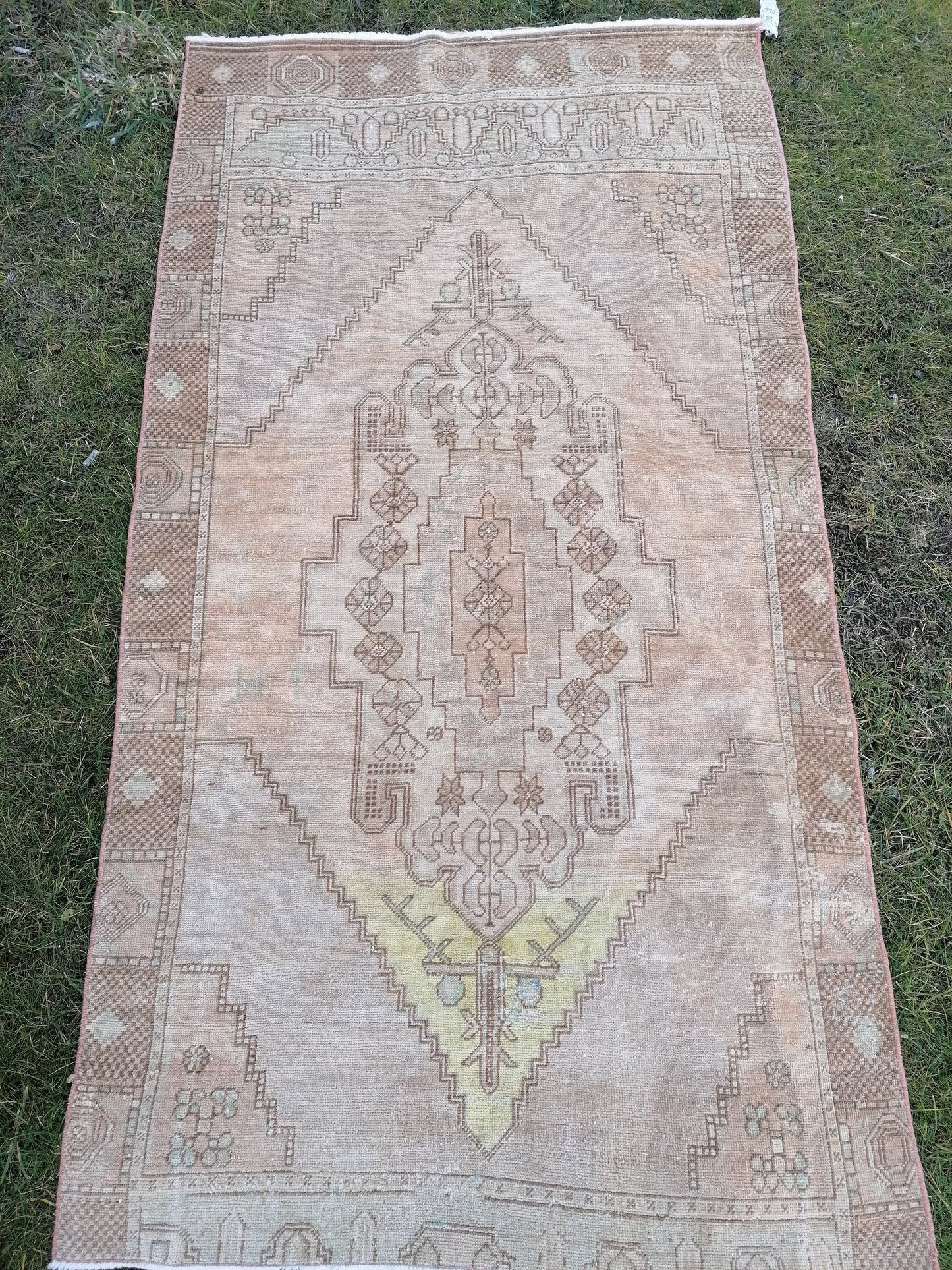 3.4 x 6.2 vintage anatolian rug, turkish rug, oushak vintage wool rug