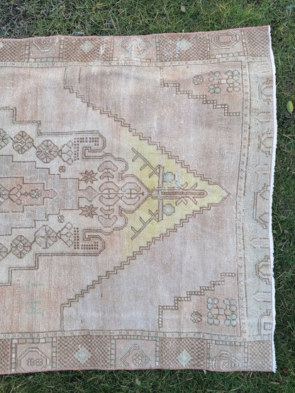 3.4 x 6.2 vintage anatolian rug, turkish rug, oushak vintage wool rug
