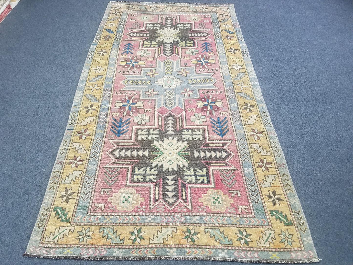 3.9 x 6.3 Oushak wool rug, turkish rug vintage rug