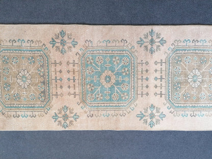 2.6 x 11.6 turkish runner rug, runner rug,vintage, oushak runner rug, kitchen runner rug,