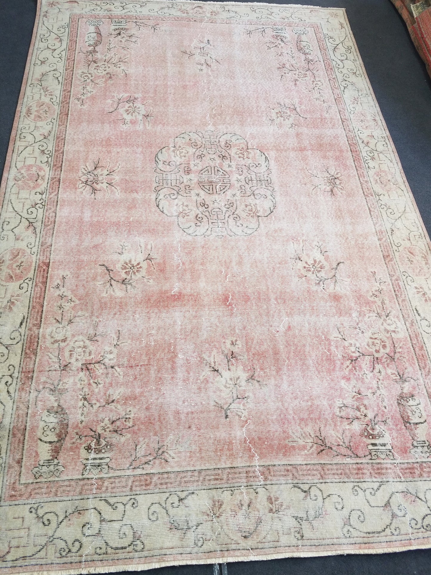 6.10 x 10.9 large oushak vintage rug, vintage oushak rug, large area rug