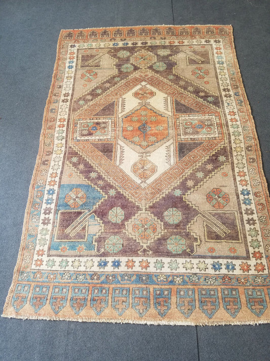 4.5 x 7 Oushak rug,turkish oushak rug, vintage rug vintage rug unique handmade