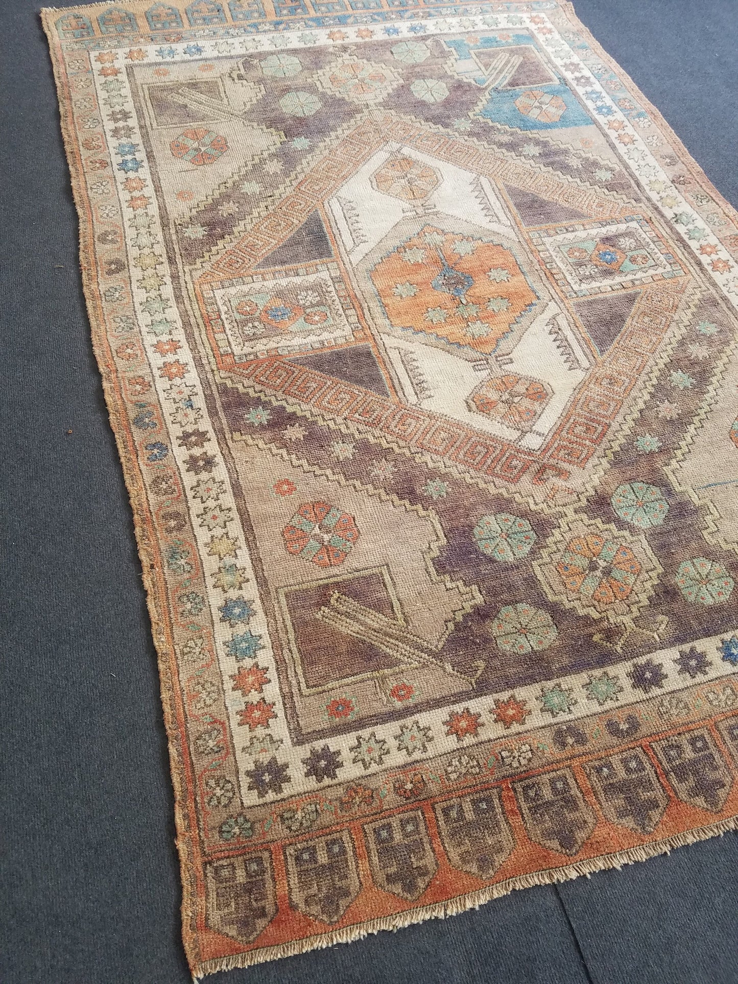 4.5 x 7 Oushak rug,turkish oushak rug, vintage rug vintage rug unique handmade