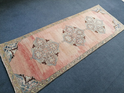 3.5 x 9.4 oushak wool runner rug,turkish handmade rug, hallway runner rug, vintage runner rug,