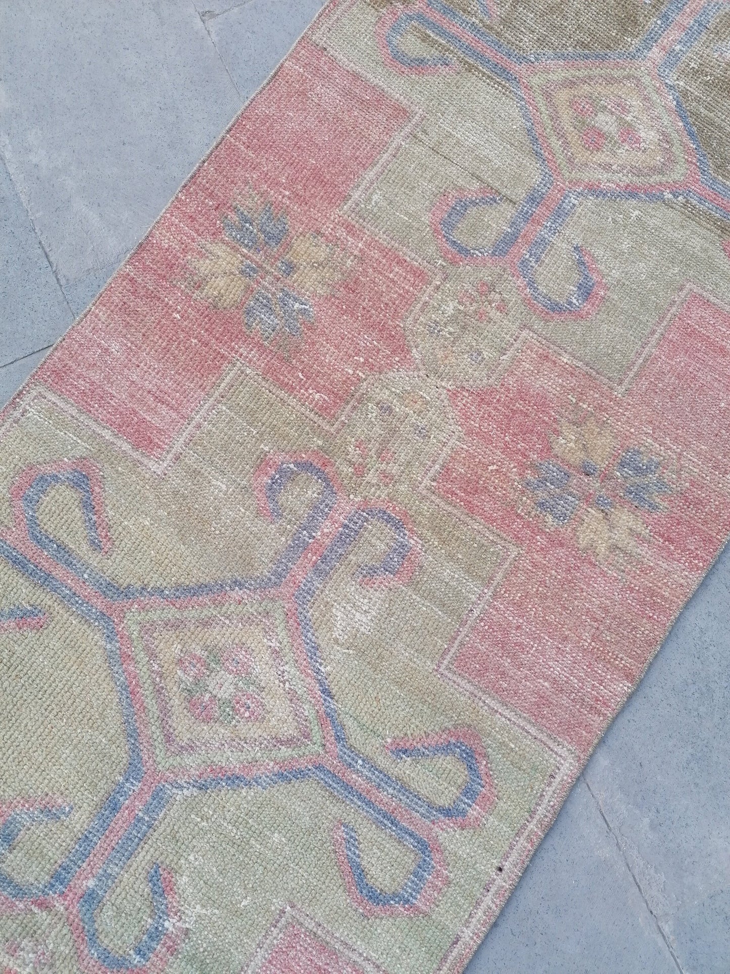 Runner rug 2.7 x 8.3 distressed vintage runner , rustic handmade wool runner