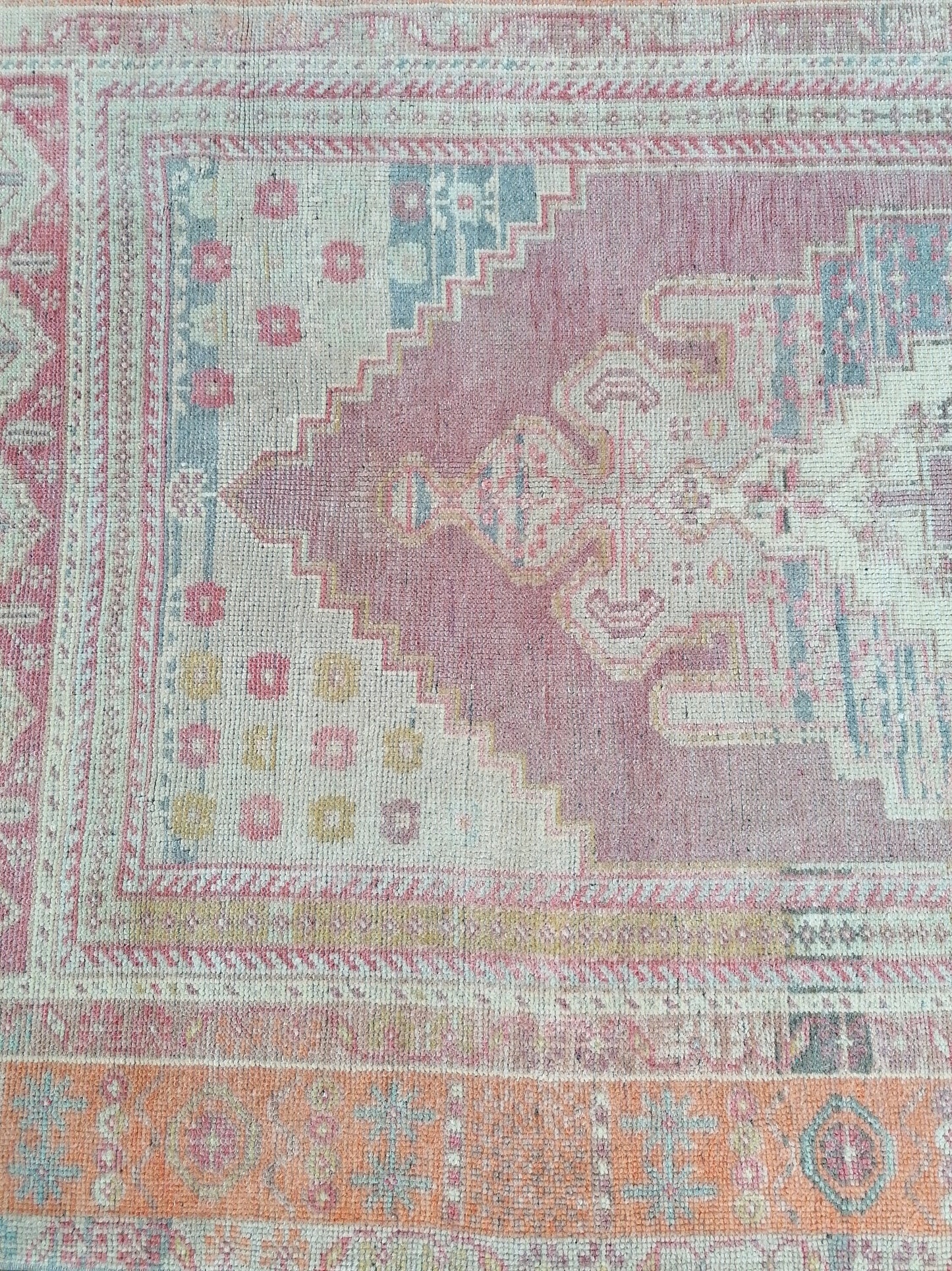 4.3 x 8 vintage pastel rug , anatolia rug, oushak vintage rug,
