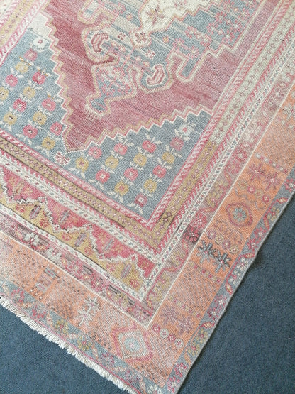 4.3 x 8 vintage pastel rug , anatolia rug, oushak vintage rug,