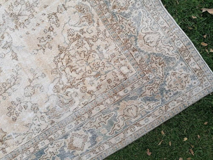 Large oushak wool rug 7.10 x 12.2 distressed vintage rug, turkish rug,