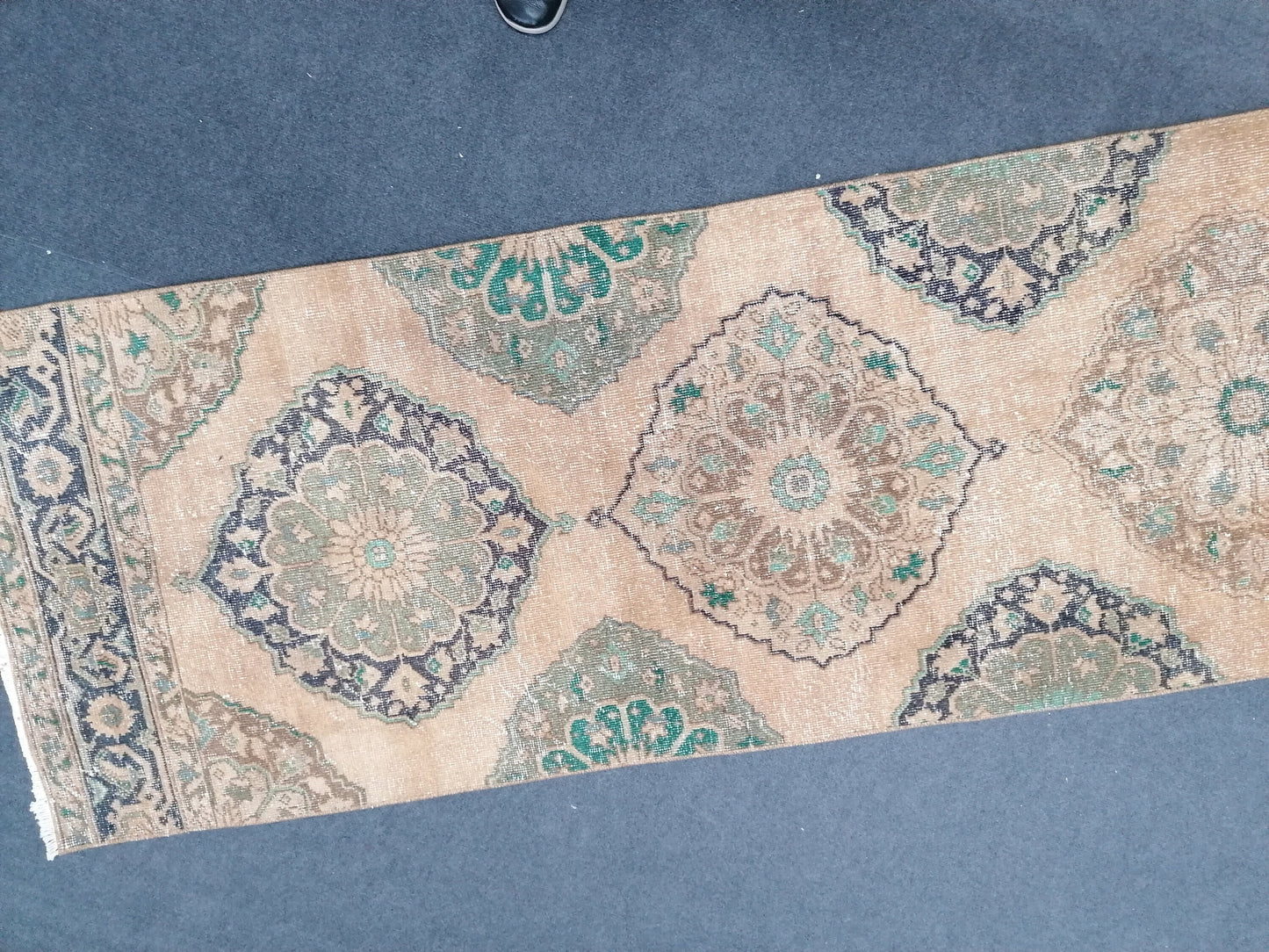 2.8 x 12.2 runner rug, handmade runner, vintage runner rug, oushak runner rug