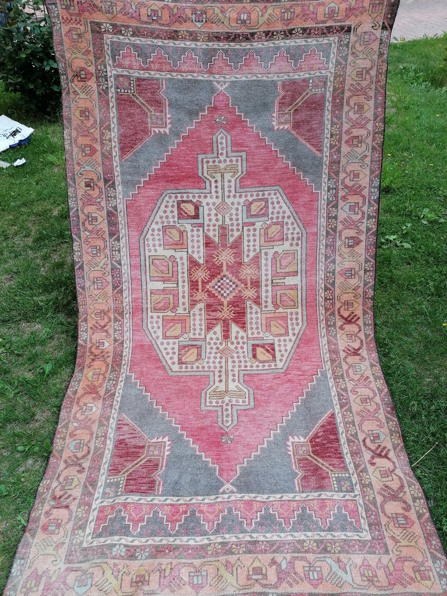 Vintage rug 4 x 7.5 oushak rug, kitchen rug, hand knotted rug ,floor rug, handmade wool rug