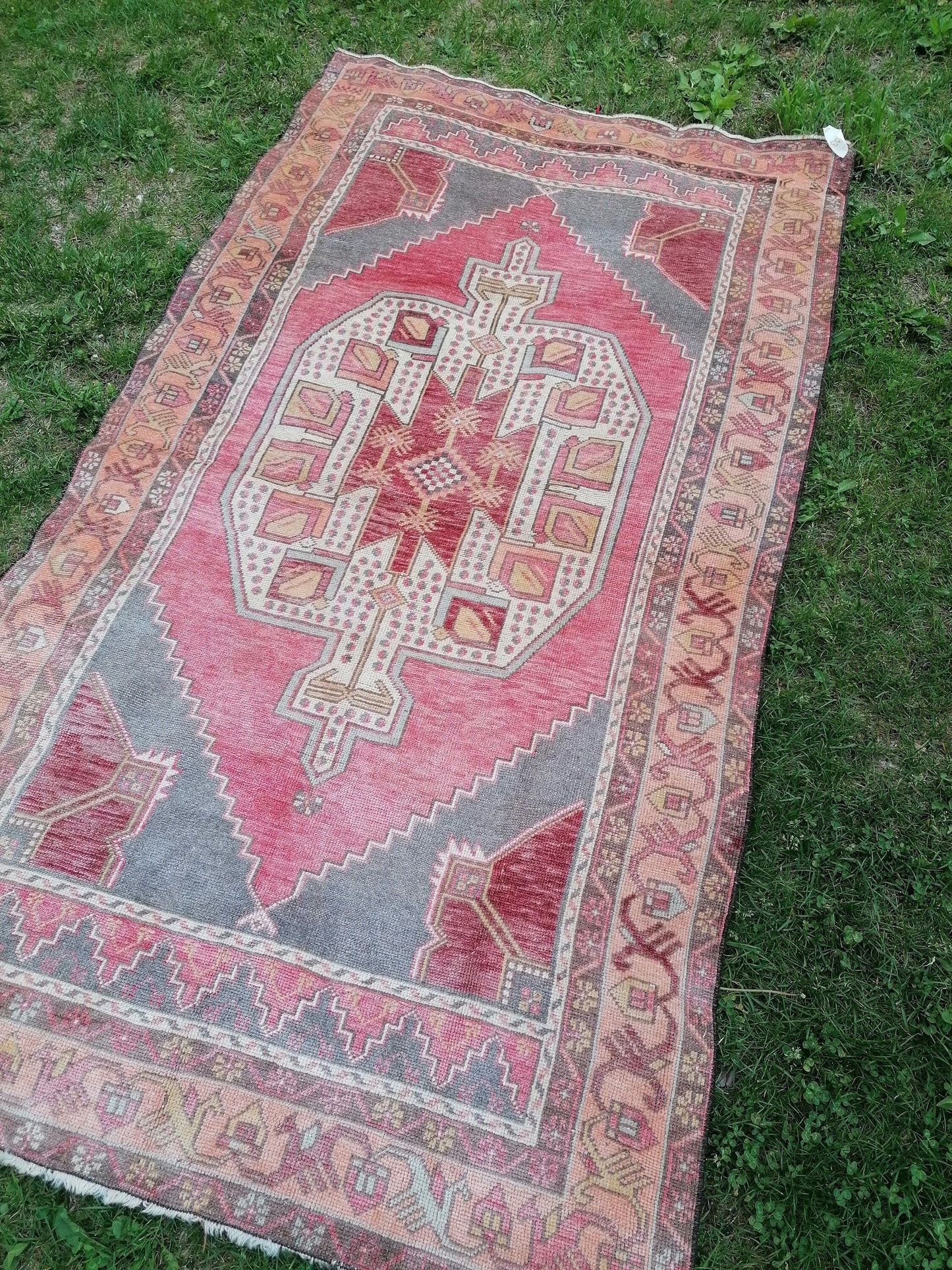 Vintage rug 4 x 7.5 oushak rug, kitchen rug, hand knotted rug ,floor rug, handmade wool rug
