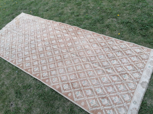 4.3 x 10.8 Turkish rug  vintage turkish runner rug,  handmade wool runner rug