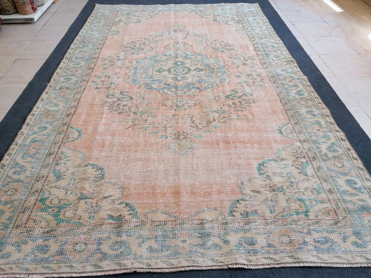 5.10 x 9.2  vintage turkish rug, large oushak rug, living room rug, vintage handmade rug,