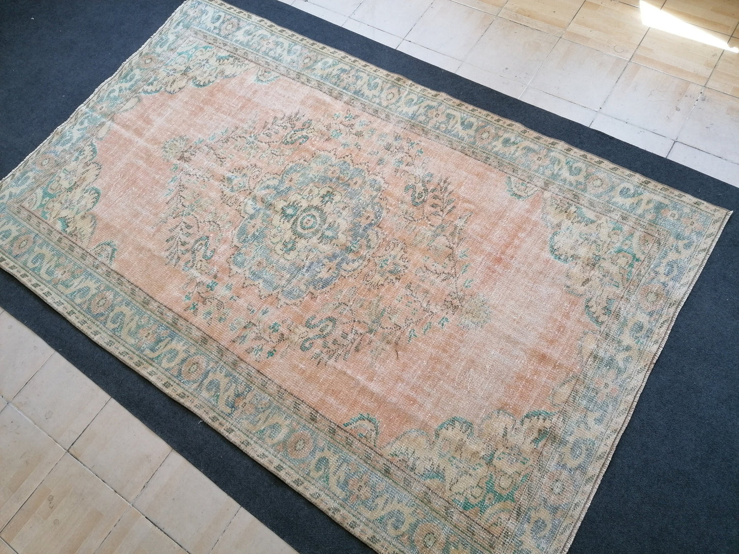 5.10 x 9.2  vintage turkish rug, large oushak rug, living room rug, vintage handmade rug,
