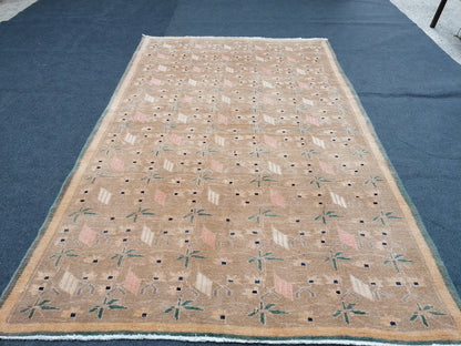 4.5 x 7.2 Handmade wool Oushak rug vintage rug