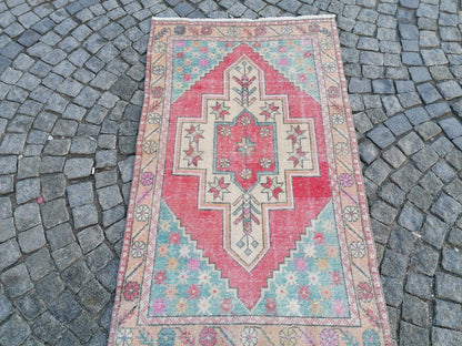 3.4 x 6.7 turkish rug, vintage rug, oushak vintage rug,