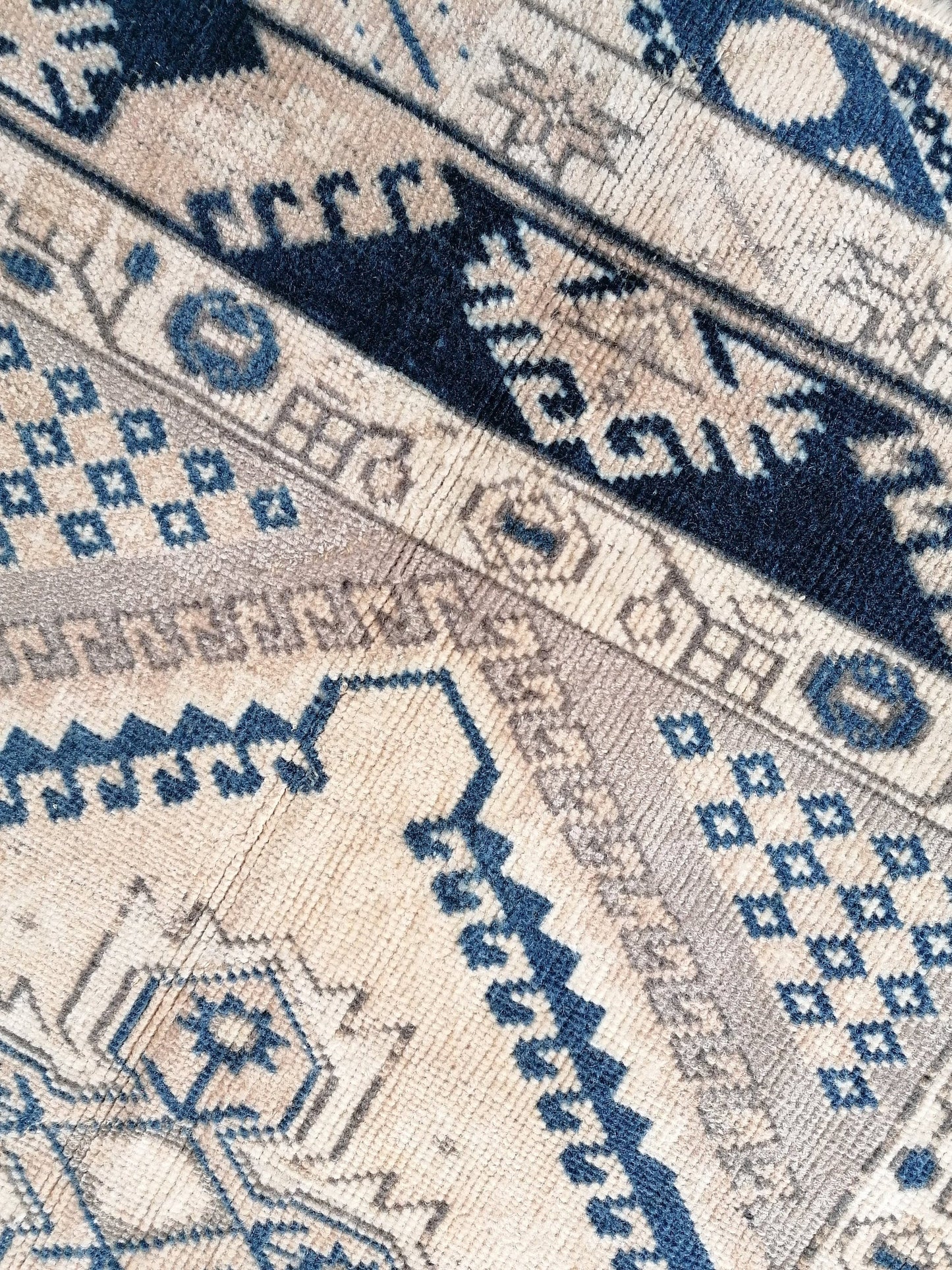 4.11 x 7.4 Vintage handmade rug, turkish wool rug   blue vintage oushak rug,