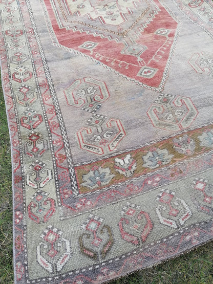 4.3 x 8.8 vintage rug, vintage oushak rug, unique hand made rug, kitchen area rug,  traditional rug