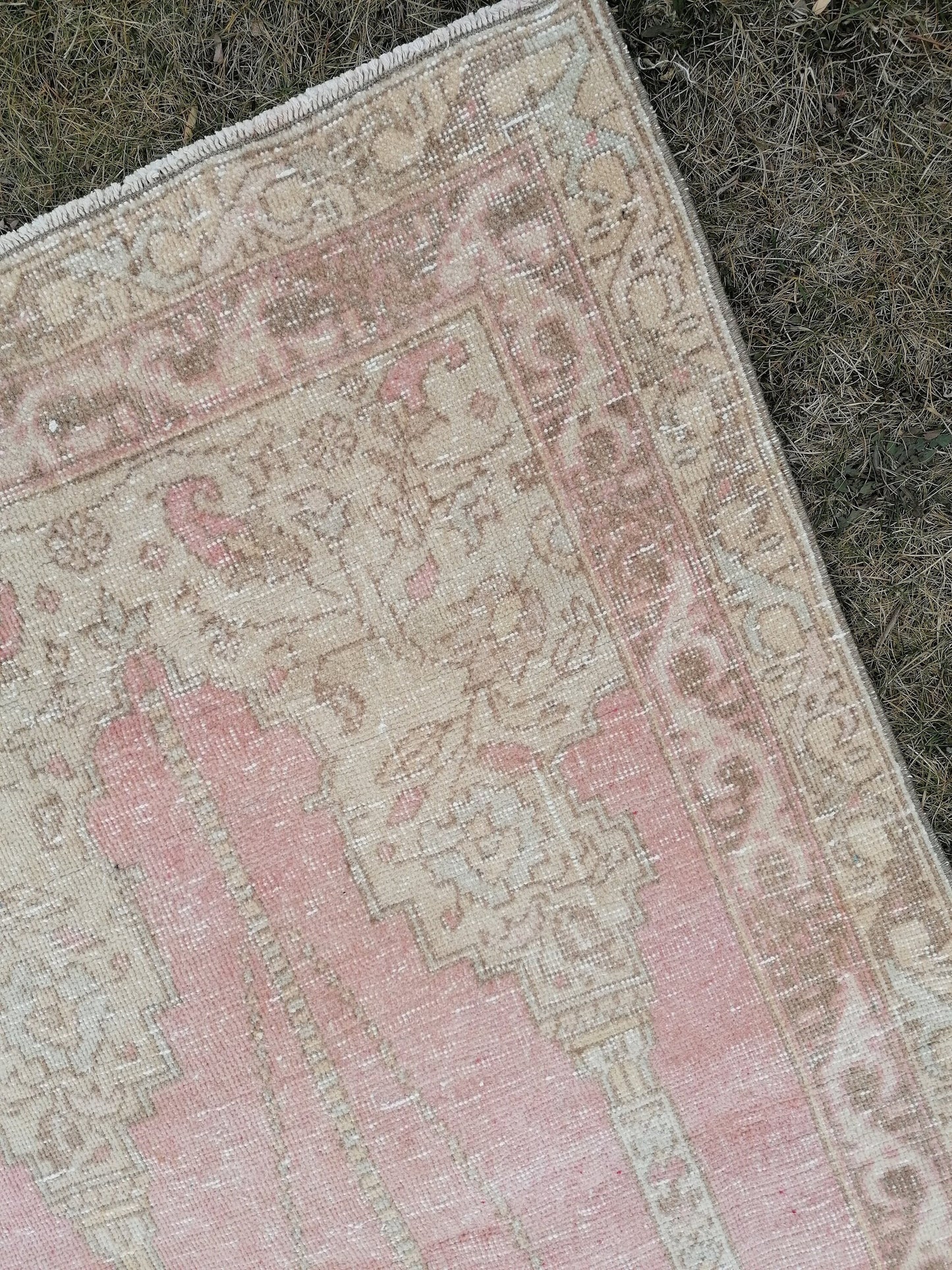 Turkish oushak wool rug, 3.2 x 5.7 vintage rug, vintage  hand made rug