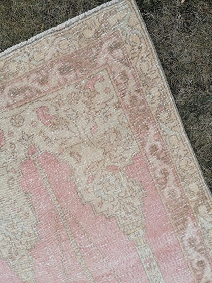 Turkish oushak wool rug, 3.2 x 5.7 vintage rug, vintage  hand made rug