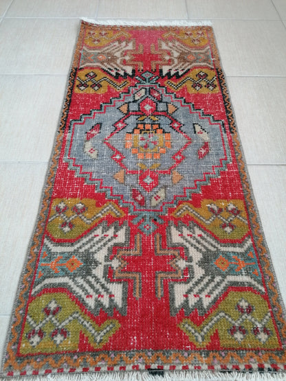 Vintage rug, turkÄ±sh rug, small rug, oushak rug, kÄ±tchen rug, area rug 3'4x1'6 feet