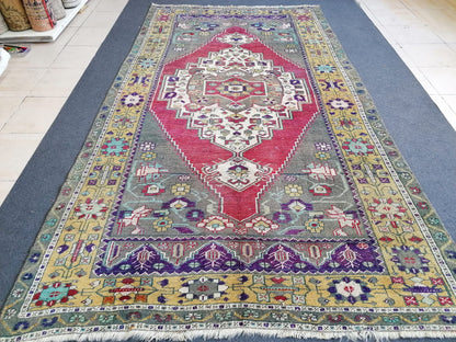 5 x 9 vintage turkish rug, oushak rug,unique handmade rug