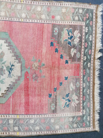 Turkish rug 5.2 x 8.6 vintage large rug, oushak hand made wool rug, living room rug,