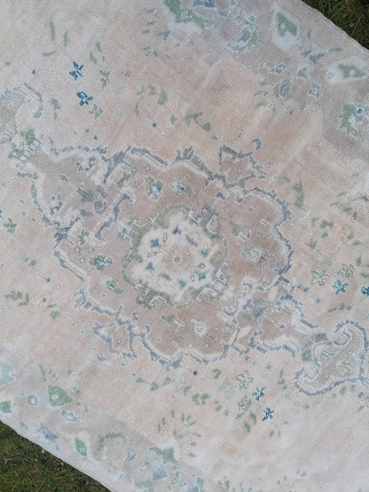 5.3 x 8.2 turkish rug  muted vintage oushak rug, unique handmade rug,
