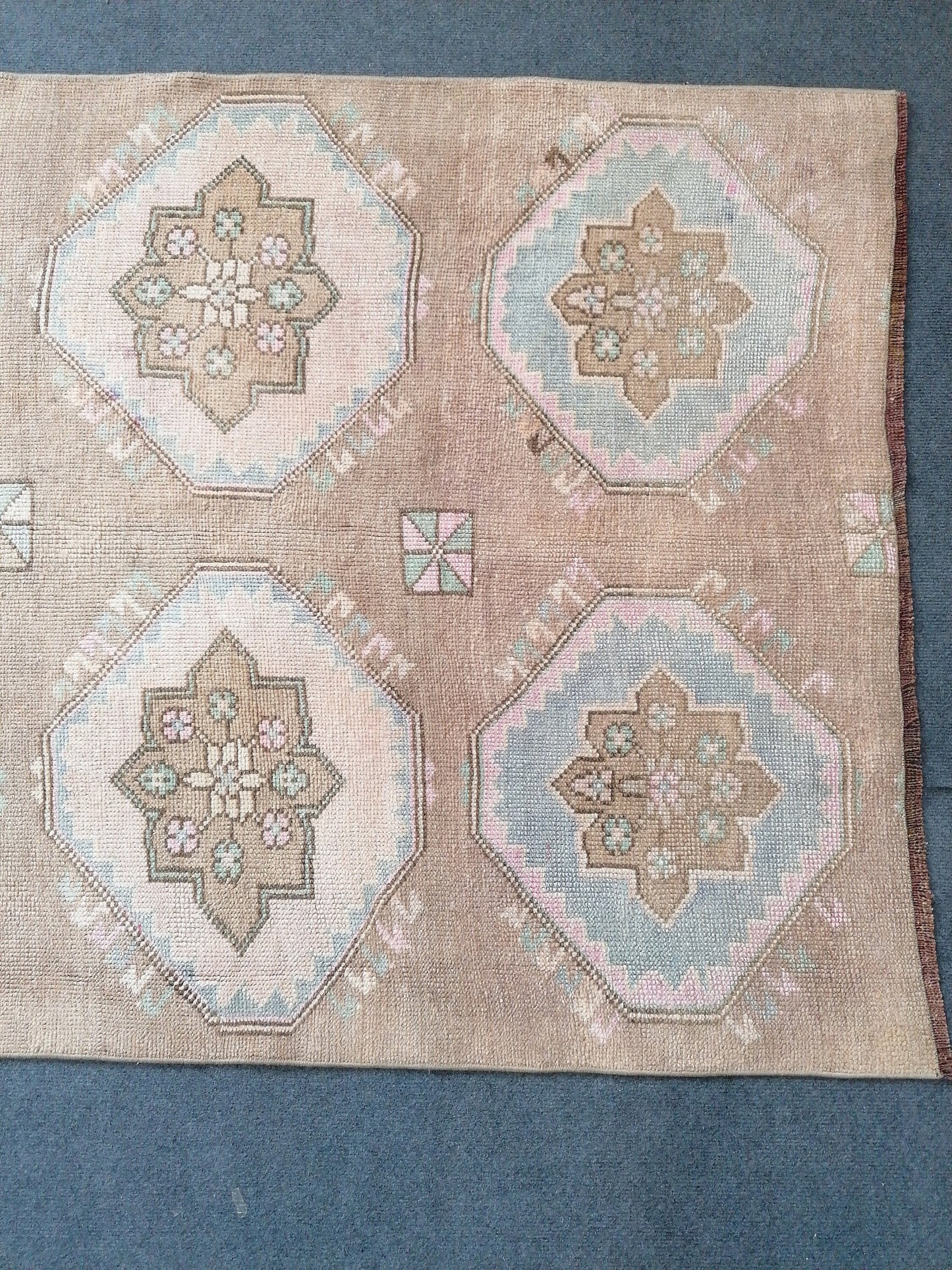 3.7 x 8.8  oushak turkish runner rug, vintage turkish rug, anatolia turkish  runner rug
