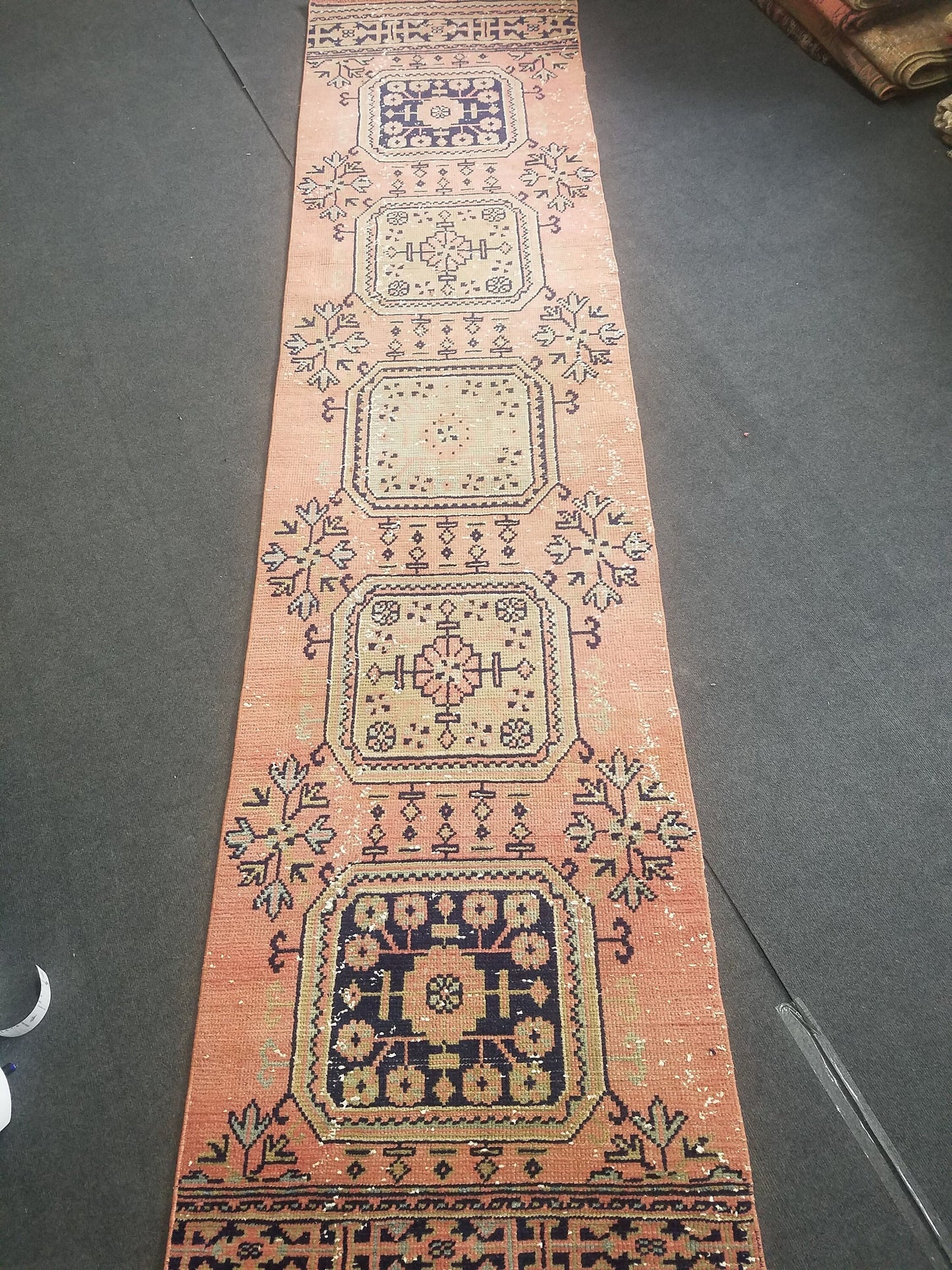 Wool runner rug 2.9 x 11.6 vintage oushak runner rug unique handmade rug kitchen runner rug